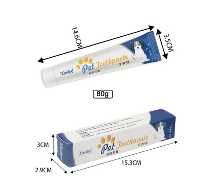 Set igienă orală câini pisici, pastă de dinți + degetar, aromă vanilie/vită, elimină respirația urât mirositoare, 70g
