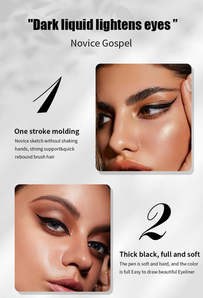 Waterproof Eyeliner Pen,YANQINA Cool Black Liquid Eyeliner,Smudge-Proof,Sweat-Resistant,Long-Lasting,Quick-Drying,Dark Black Pigment,Precision Felt Tip,1g Net,For Women & Girls Daily Makeup