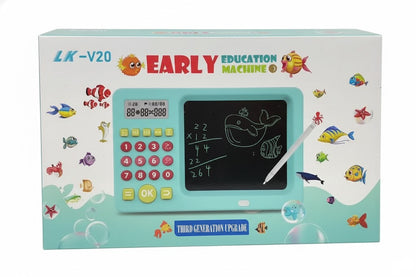 LCD writing tablet for math, reusable screen 8.5 inches, exercises mental calculation, educational gift children 7-14 years, rechargeable battery, blue
