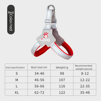Y trapezoid hammer for dogs, adjustable, with reflectors, leash included, anti-leakage safety