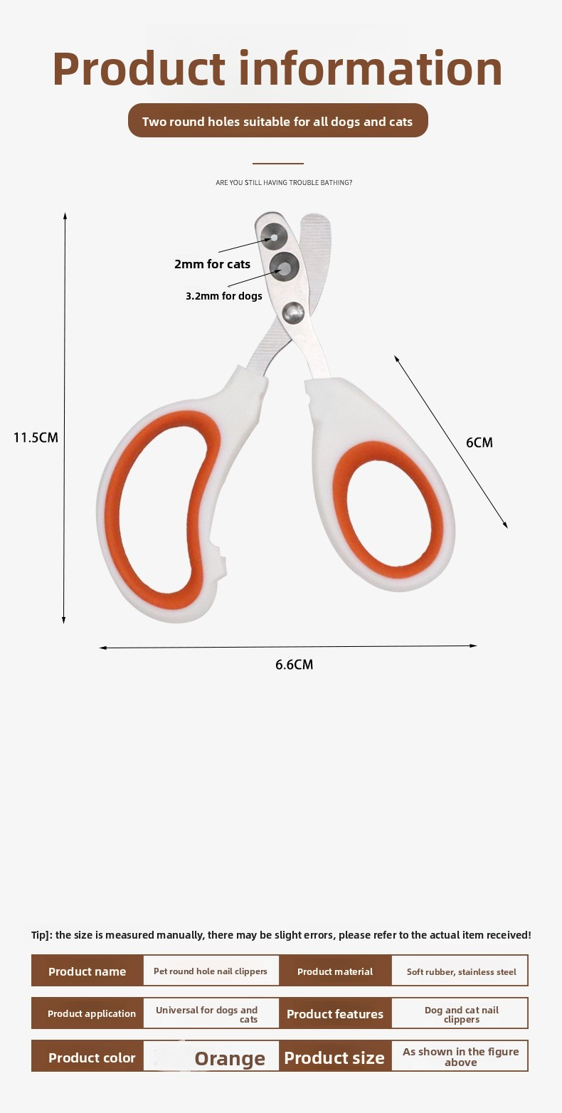 Cat Dog Nail Scissors, Safety Hole, Overcutting Prevention, Stainless Steel, Ergonomic, Easy to Use