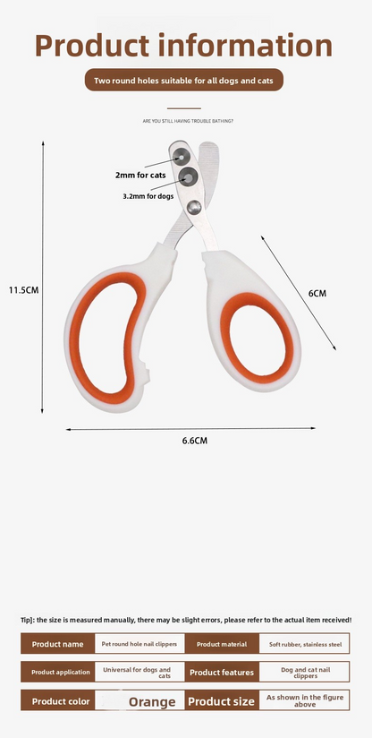 Cat Dog Nail Scissors, Safety Hole, Overcutting Prevention, Stainless Steel, Ergonomic, Easy to Use