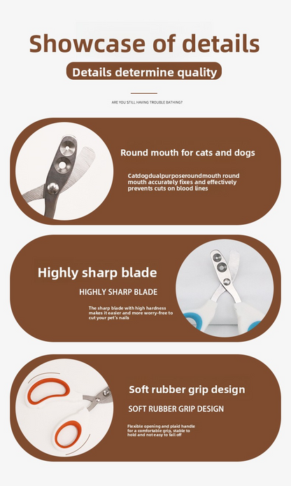 Cat Dog Nail Scissors, Safety Hole, Overcutting Prevention, Stainless Steel, Ergonomic, Easy to Use