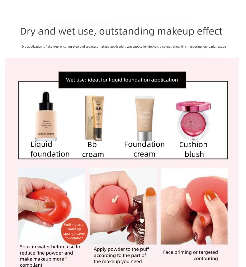 Super Soft Makeup Sponge Set, Latex-Free Beauty Blender for Flawless Foundation, Wet&Dry Dual Use, No Absorption No Crumbs, Bouncy Blend vs Brush Streaks, 4pcs Travel Box, Pink