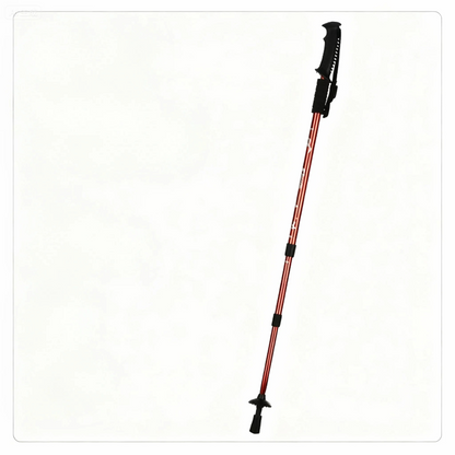 Aluminum alloy walking sticks, telescopic 3 sections, 320g, adjustable 135cm, T or straight handle, red – maximum stability!