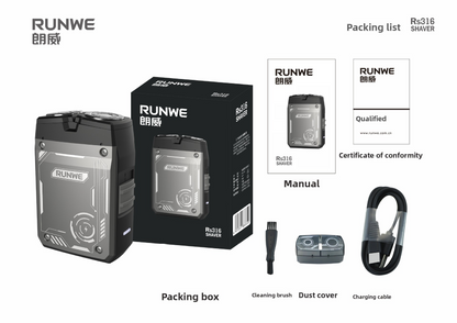Electric shaver with 2 rotating heads, 3D flexible, fast charging Type-C, LED, water resistant, mini portable, black