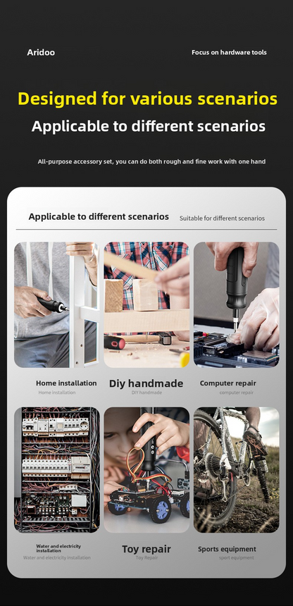 4.2V wireless electric screwdriver, 10Nm adjustable torque, accessory set, USB charging, 3 steps