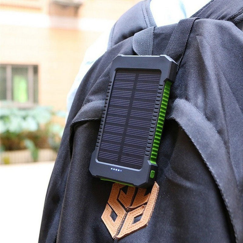 Solar Power Bank 10000mAh, Waterproof, LED Compass, Outdoor Emergency Charger, Solar Charging, Custom Logo, Portable for Camping