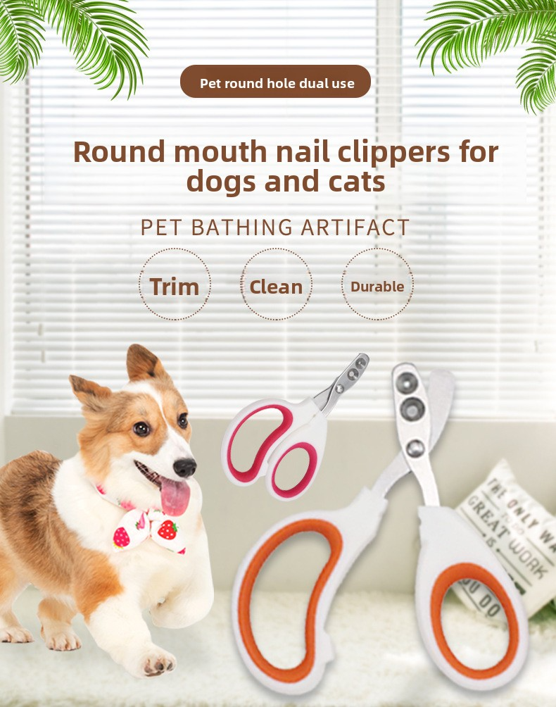 Cat Dog Nail Scissors, Safety Hole, Overcutting Prevention, Stainless Steel, Ergonomic, Easy to Use