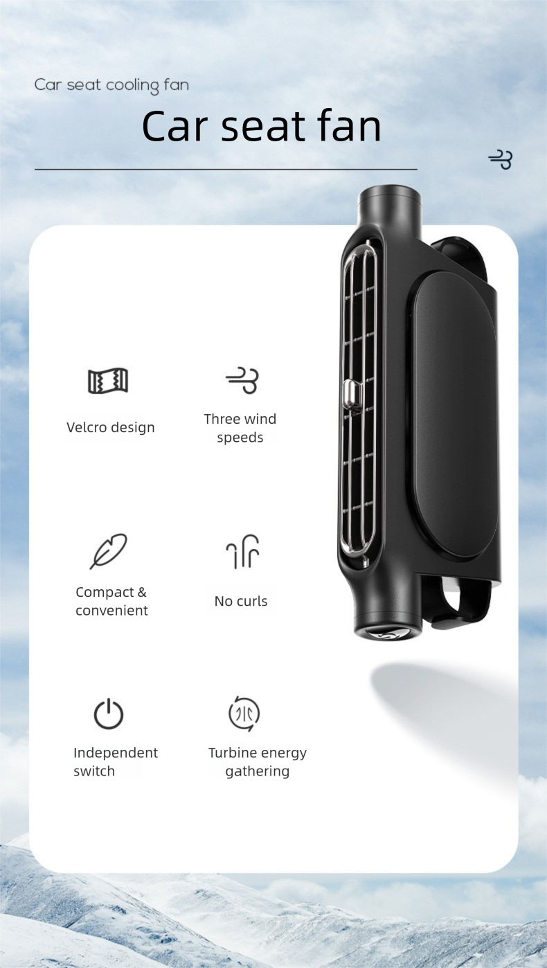 Upgraded Two Way Car Seat Fan, Bladeless Dual Turbo USB Rechargeable Battery vs Plug-in, 3 Speeds, Quiet Cooling for Driver, Backseat & Rear Passengers, Magic Sticker Mount, Portable for Car/RV/Truck, 3000mAh