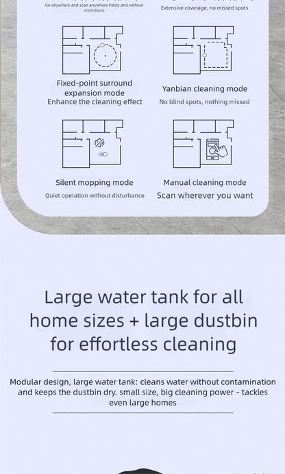 Cleaning robot, vacuum cleaner and mop with APP, 1800Pa, thin 4.5cm, 90 minutes autonomy, black/white