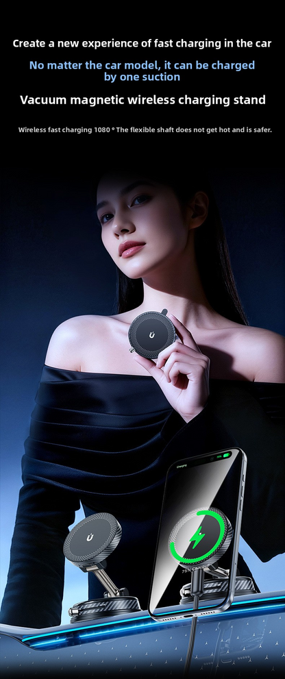 Phone support MagSafe wireless charging, powerful fan, 360° rotation, 15W, black