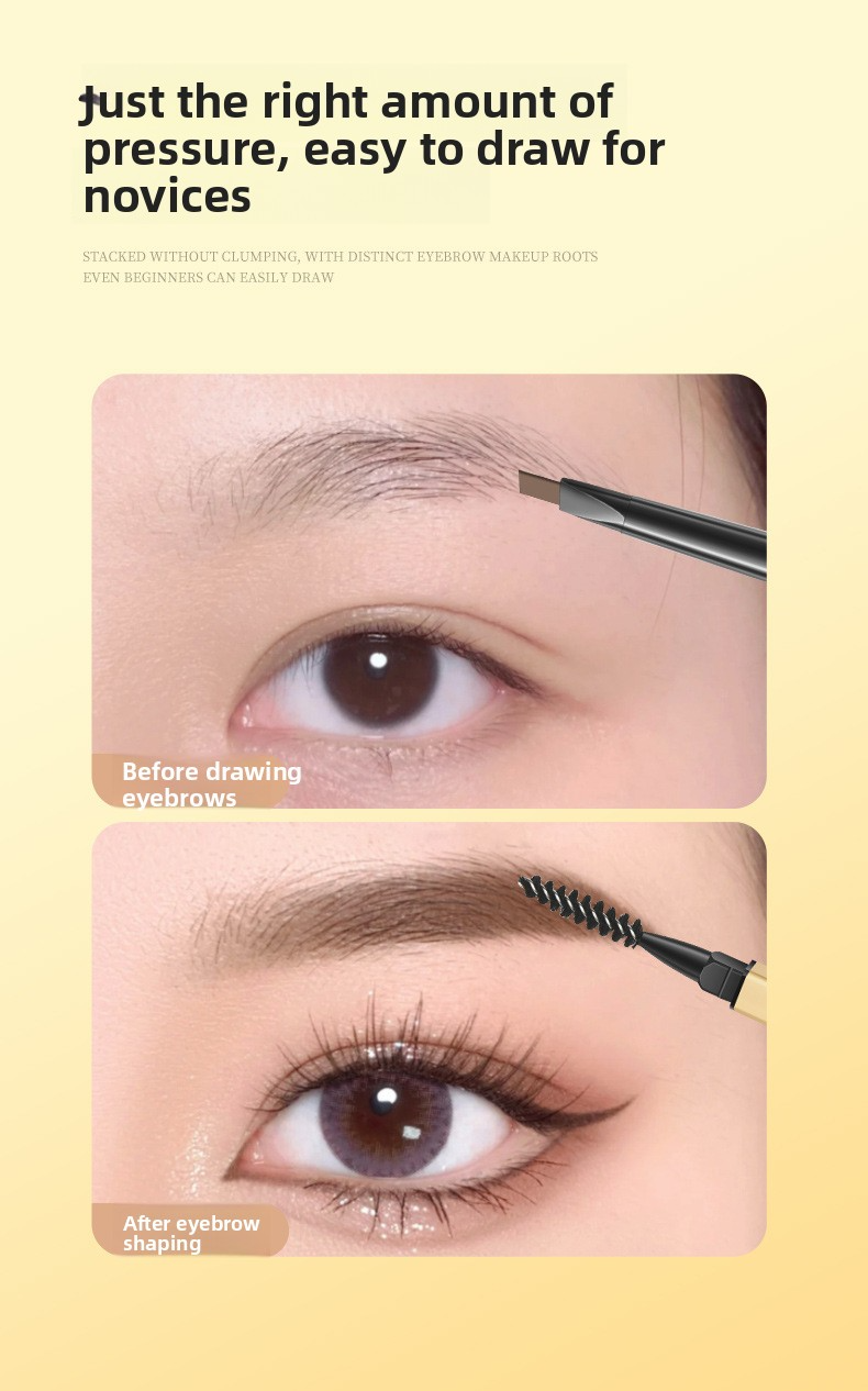 Triangle Eyebrow Pencil, Ultra-Fine Machete Shape for Natural 3D Strokes, Waterproof & Sweat-Proof vs Smudged Brows, Double-Ended Design with Spoolie, 3D Sketch Effect, 5 Colors, Long-Lasting All Day