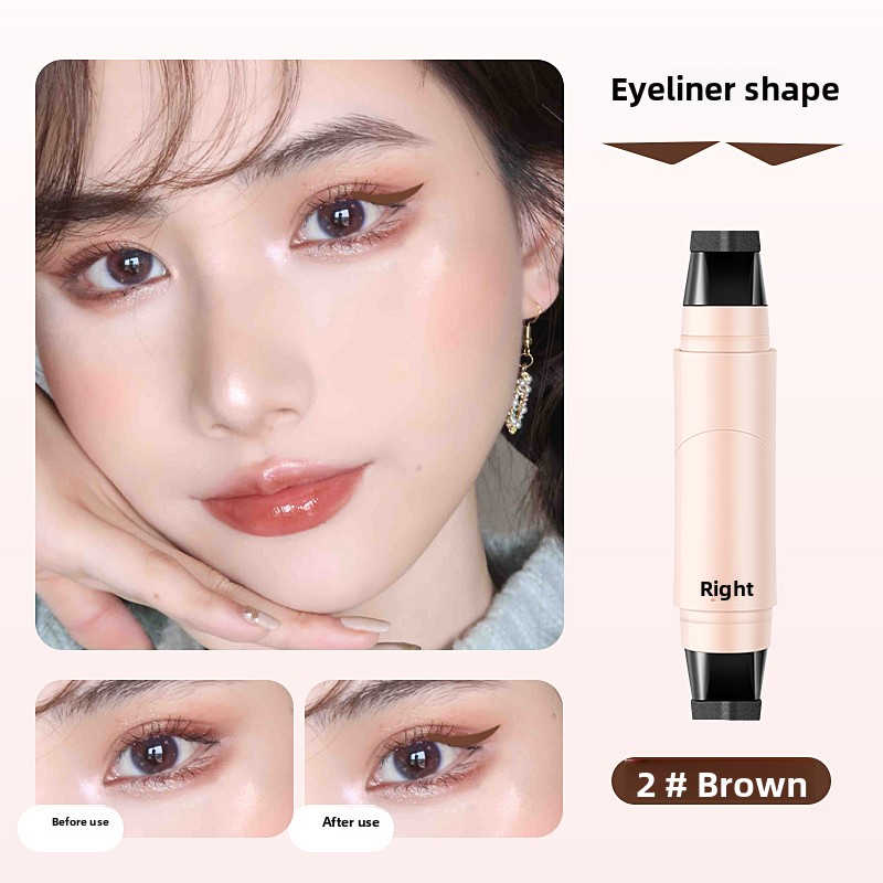 Double heads eye liner with stamp to precisely outline waterproof