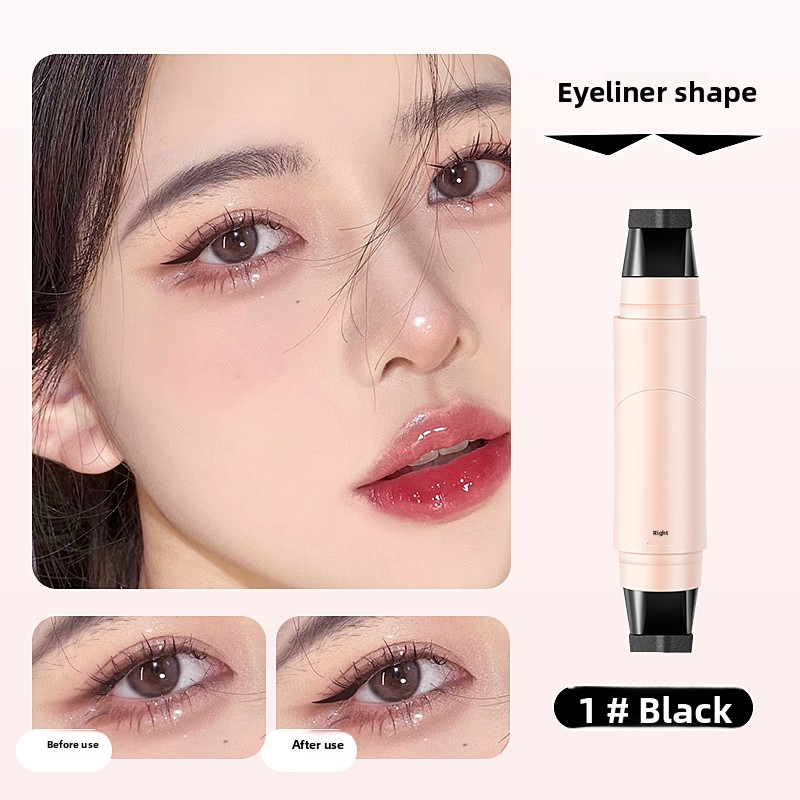 Double heads eye liner with stamp to precisely outline waterproof