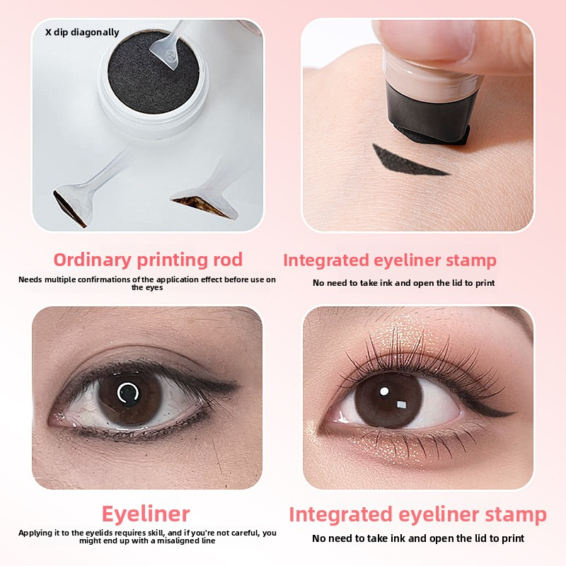 Double heads eye liner with stamp to precisely outline waterproof