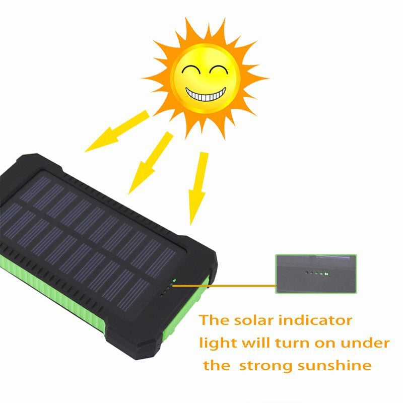 Solar Power Bank 10000mAh, Waterproof, LED Compass, Outdoor Emergency Charger, Solar Charging, Custom Logo, Portable for Camping