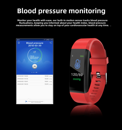 Smart waterproof watch show heart rate & blood pressure