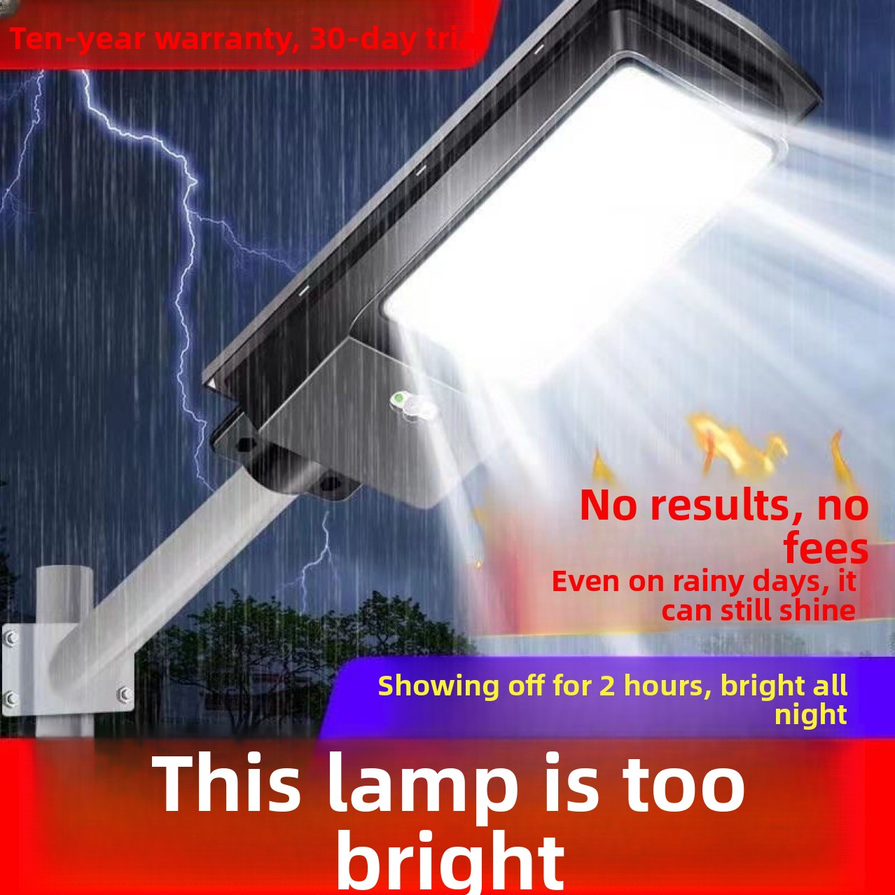 Outdoor LED Solar Lamp with Motion Sensor, 20W-40000W, IP67, for Courtyard and Garden