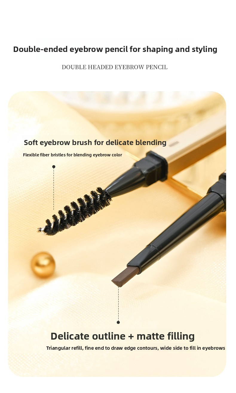 Triangle Eyebrow Pencil, Ultra-Fine Machete Shape for Natural 3D Strokes, Waterproof & Sweat-Proof vs Smudged Brows, Double-Ended Design with Spoolie, 3D Sketch Effect, 5 Colors, Long-Lasting All Day