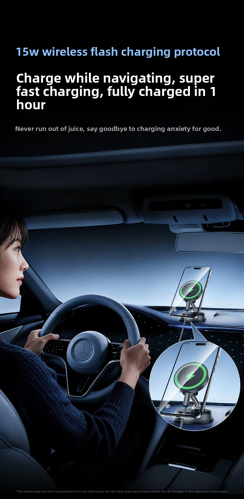 Phone support MagSafe wireless charging, powerful fan, 360° rotation, 15W, black