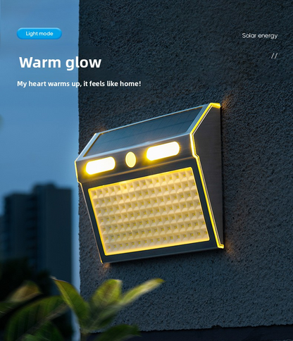 Solar Wall Lamp, 112LED 4-in-1 Motion Sensor, IP65 Waterproof, Outdoor Garden Gate Light, Auto On/Off, Super Bright