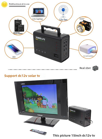 60W Solar Generator Kit, 120W Portable Power Station for Home, 220V AC Outlet Off-Grid Solar Power System with 4 LED Bulbs & USB Port, Backup Power for TV, Laptop, Phone Charging for Camping Emergency
