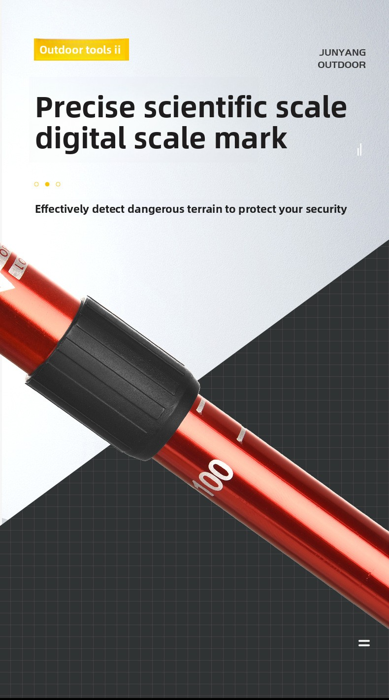 Aluminum alloy walking sticks, telescopic 3 sections, 320g, adjustable 135cm, T or straight handle, red – maximum stability!