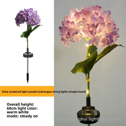 Solar Hydrangea Lantern, IP65 Waterproof, Auto On/Off at Dusk, 6-12H Lighting, 1-3㎡ Coverage, Stainless Steel, Outdoor Garden Decoration