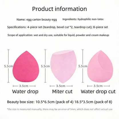 Super Soft Makeup Sponge Set, Latex-Free Beauty Blender for Flawless Foundation, Wet&Dry Dual Use, No Absorption No Crumbs, Bouncy Blend vs Brush Streaks, 4pcs Travel Box, Pink