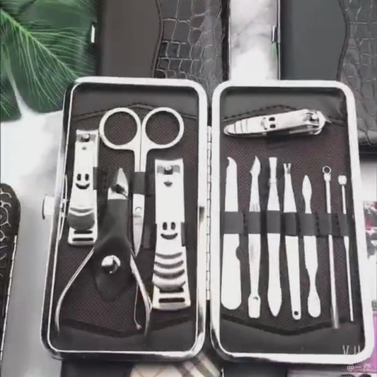Unlock Salon-Perfect Nails, Your Ultimate 12-Piece Stainless Steel Manicure Set