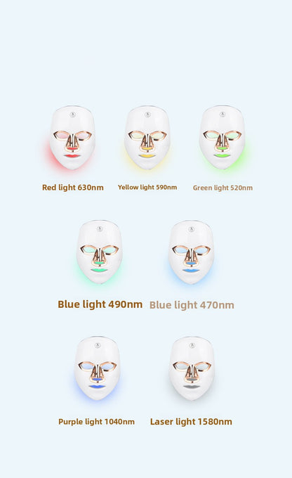 7-color LED face mask, rechargeable, touch, for skin care